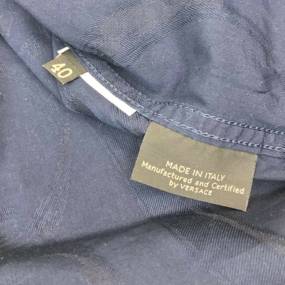 VERSACE Button Down Shirt Blue Paisley 40 Size M - Picture 8 of 8